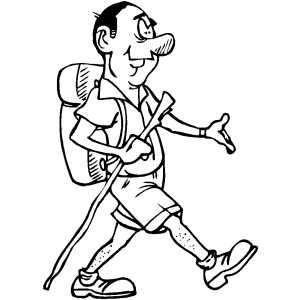 300x300 Walking Hiker Coloring Sheet - Hiker Sketch