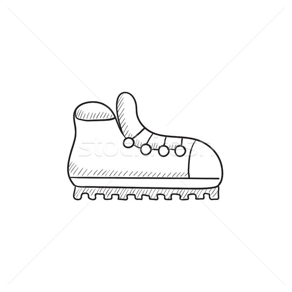 600x600 Hiking Boot With Crampons Sketch Icon. Vector Illustration - Hiking Boot Sketch