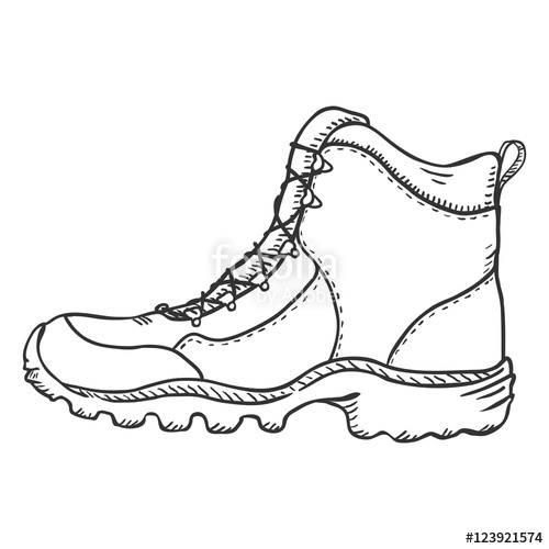 Hiking Boot Sketch at PaintingValley.com | Explore collection of Hiking ...