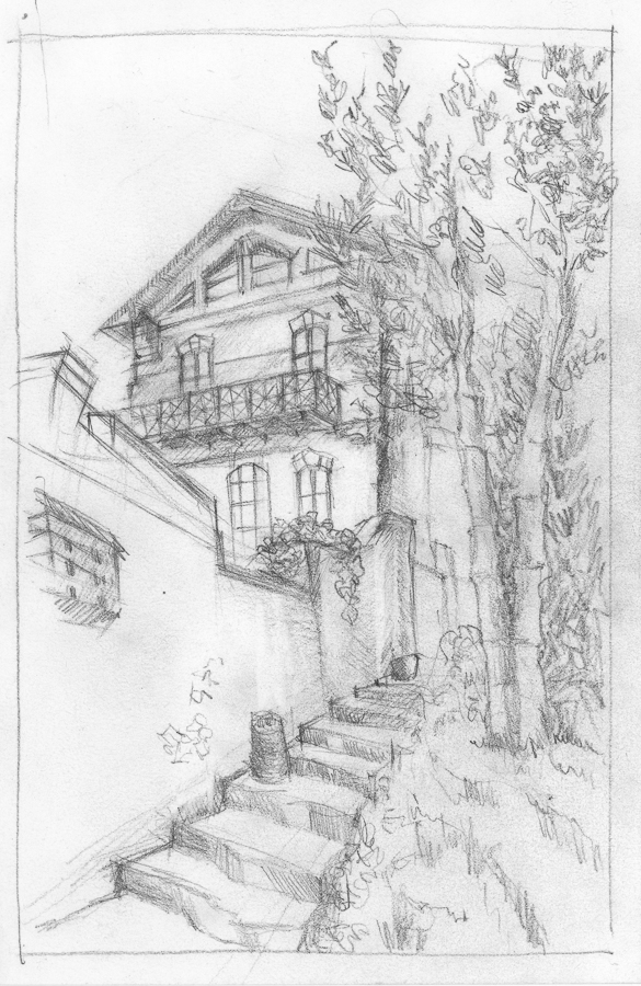 585x900 House On The Hill (Sketch) By Katyamlie - Hill Sketch