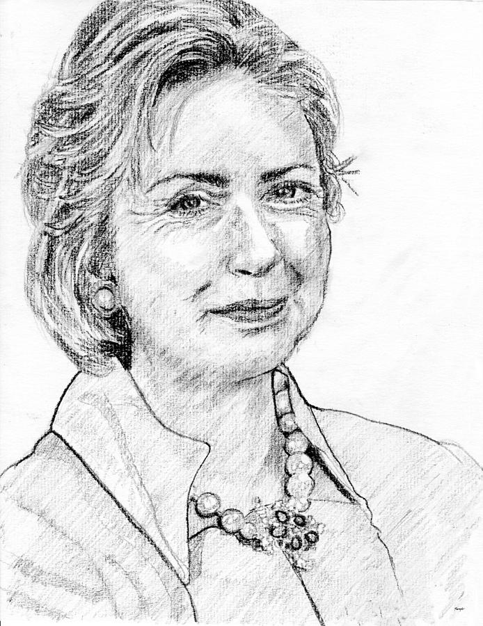 694x900 Hillary Clinton Pencil Portrait Drawing By Romy Galicia - Hillary Clinton Sketch