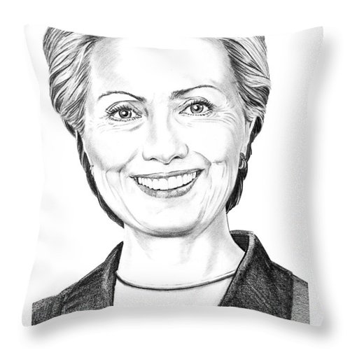 500x500 Hillary Clinton Throw Pillow For Sale By Murphy Elliott - Hillary Clinton Sketch
