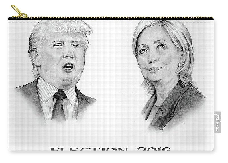 800x570 Trump And Hillary Pencil Portraits Election 2016 Carry All Pouch - Hillary Sketch