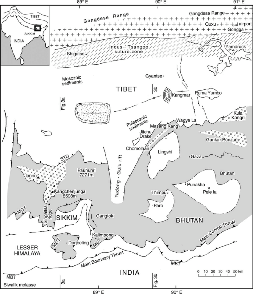 850x987 Geological Sketch Map Of The Eastern Nepal, Sikkim And West Bhutan - Himalaya Sketch