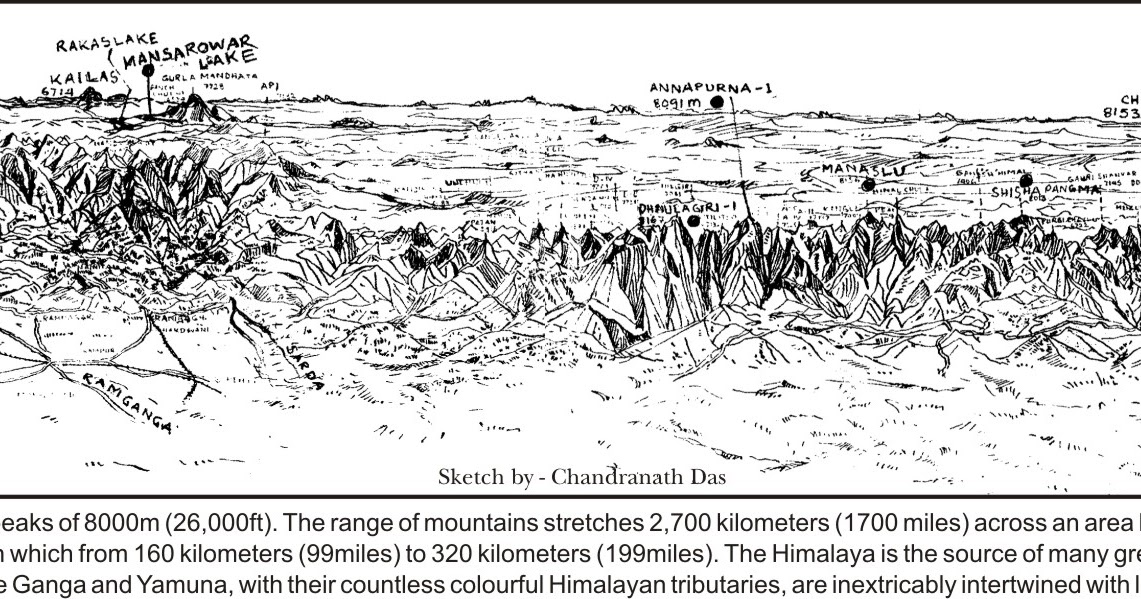 Himalaya Sketch at PaintingValley.com | Explore collection of Himalaya ...