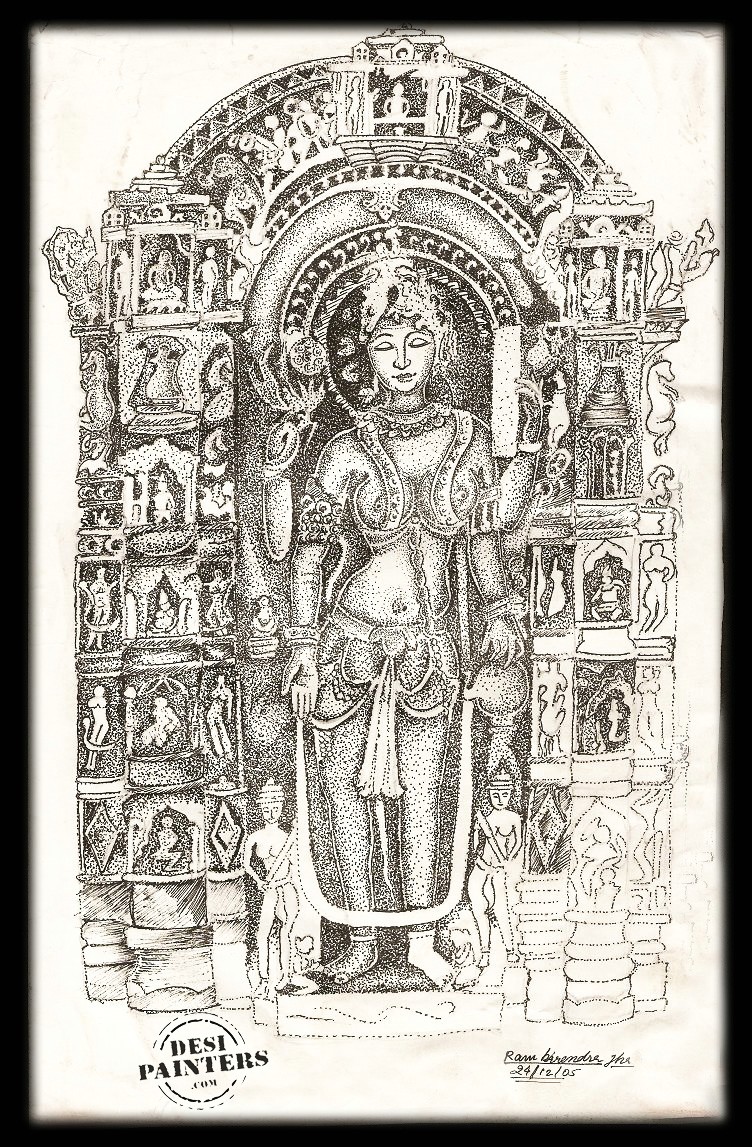 752x1147 Sketch Of Hindu Goddess - Hindu God Sketches