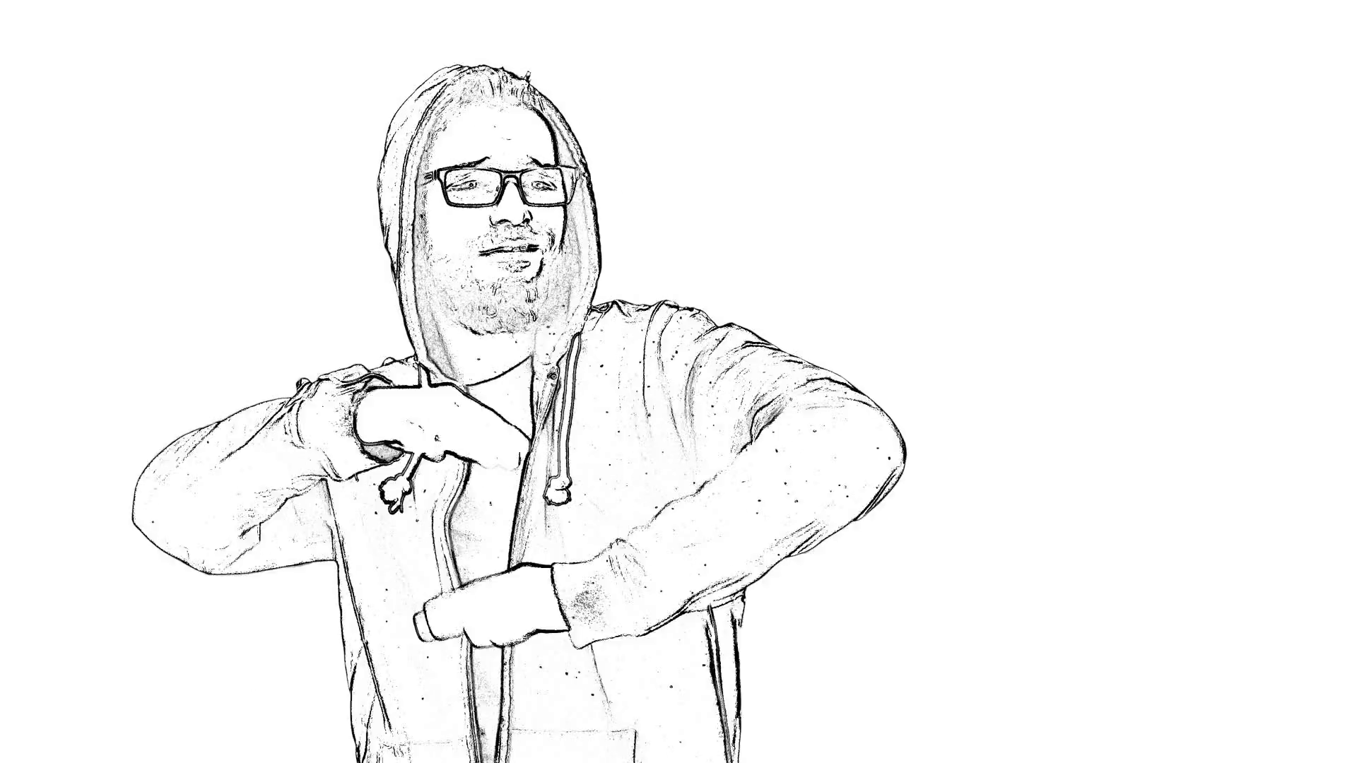 1920x1080 Outlined Self Confident Bearded Man In Hoodie Dancing On Trap Hip - Hip Hop Dance Sketch