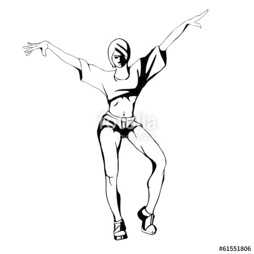 500x500 Sketch Vector Illustration - Hip Hop Dance Sketch