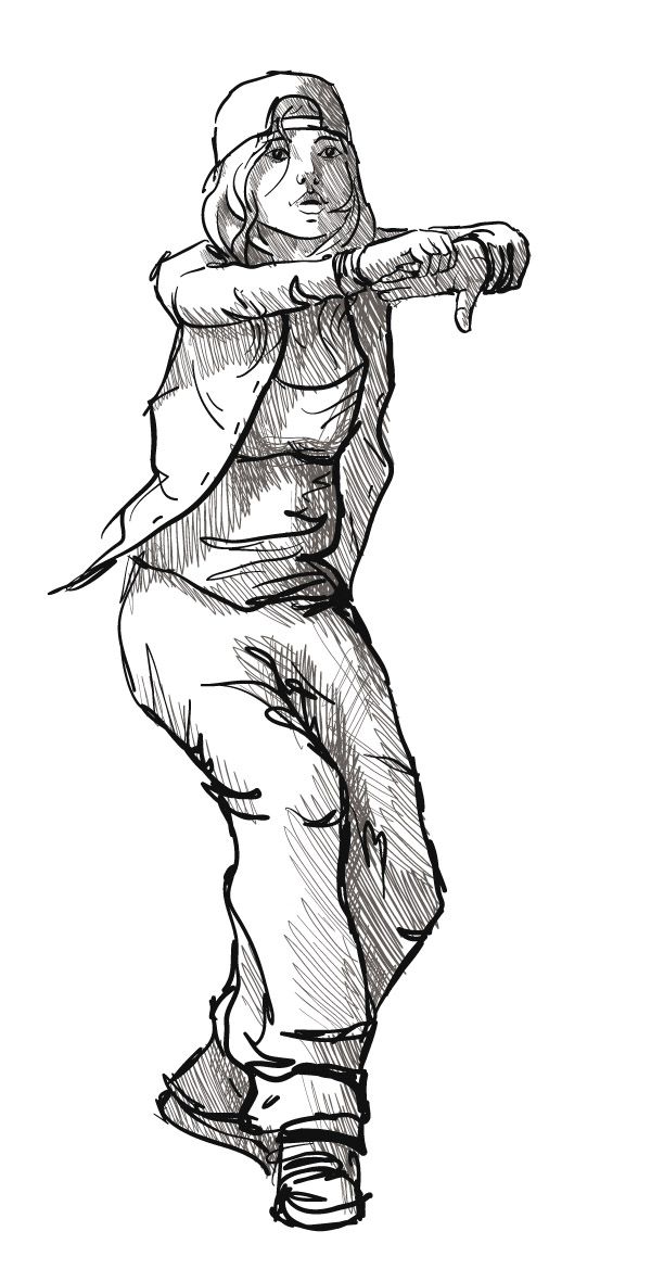 600x1181 Girl Hip Hop Dancer Sketch - Hip Hop Dance Sketch