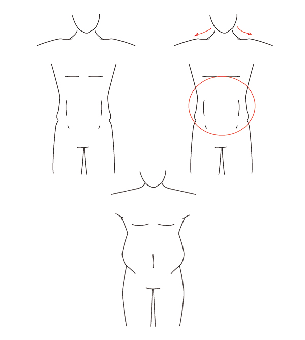 600x669 How To Draw Different Body Types For Males And Females - Hip Sketch