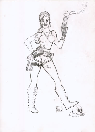 393x546 Hip Lara Croft Sketch - Hip Sketch