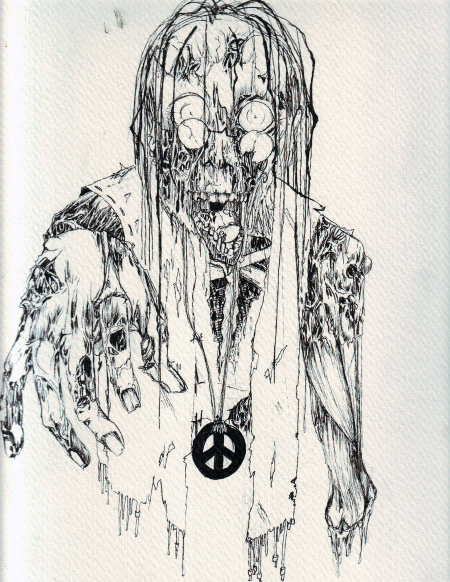 900x1164 Hippie Zombie Line Art By Harlequin Ink - Hippie Sketches