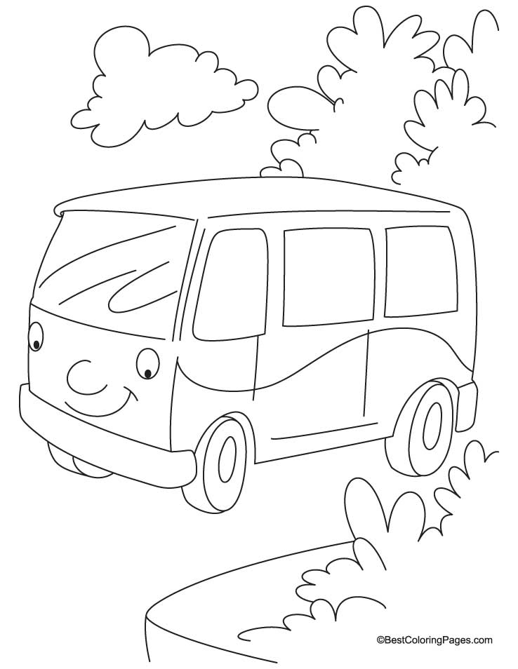 738x954 Van Coloring Pages - Hippie Van Sketch