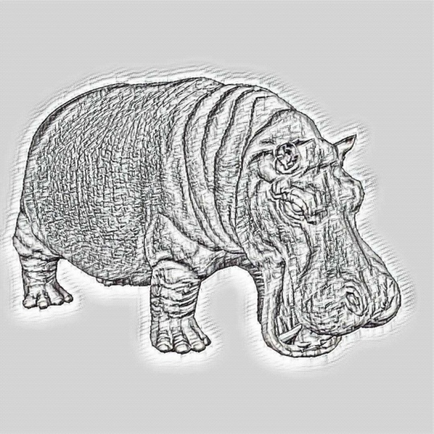 615x615 Hippo Sketch Free Stock Photo - Hippo Sketch