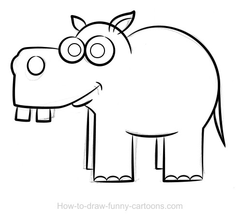 496x454 Hippo Drawing (Sketching + Vector) - Hippo Sketch