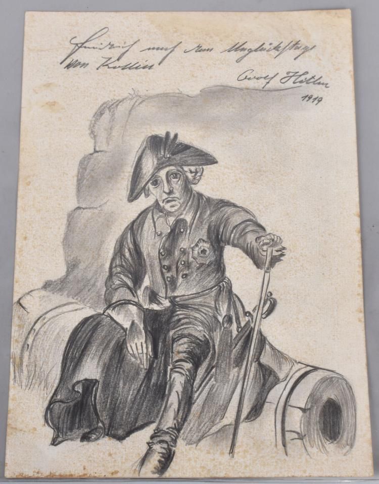 750x958 Original Pencil Sketch Drawing Of Hessian Soldier. Very Nice - Hitler Sketch