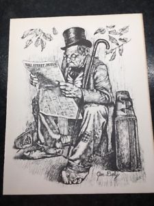 225x300 Jim Daly Sketch Hobo Print Wall Street Journal Art Vintage Ebay - Hobo Sketch