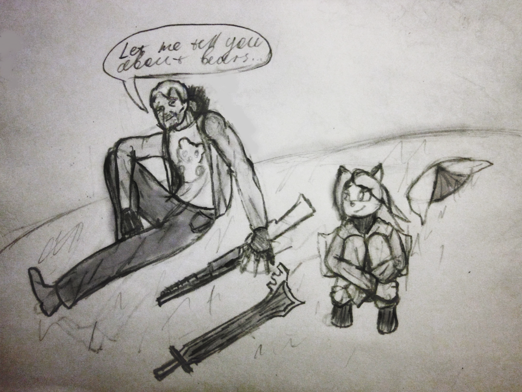 1024x768 Sketch Hobo And Mithrarin By Rokmen - Hobo Sketch