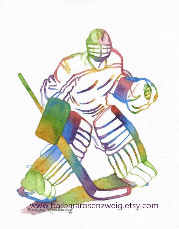 570x728 Ice Hockey Goalie Art Hockey Art Print Olympic Sport Print Etsy - Hockey Goalie Sketch