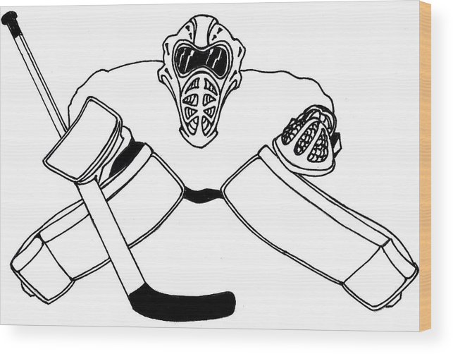 643x502 Goalie Equipment Wood Print By Hockey Goalie - Hockey Goalie Sketch