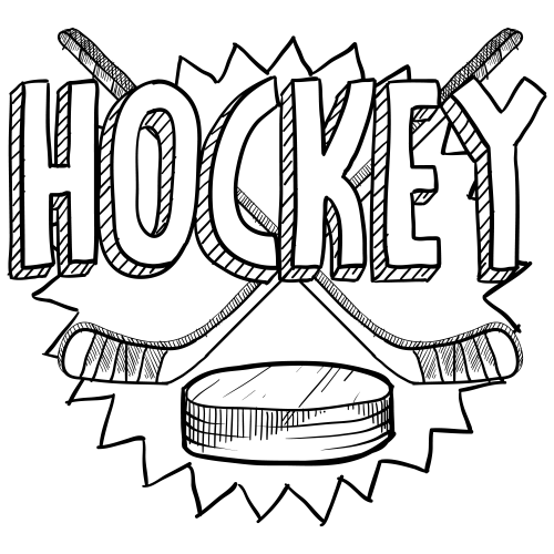 500x500 Hockey Coloring - Hockey Net Sketch