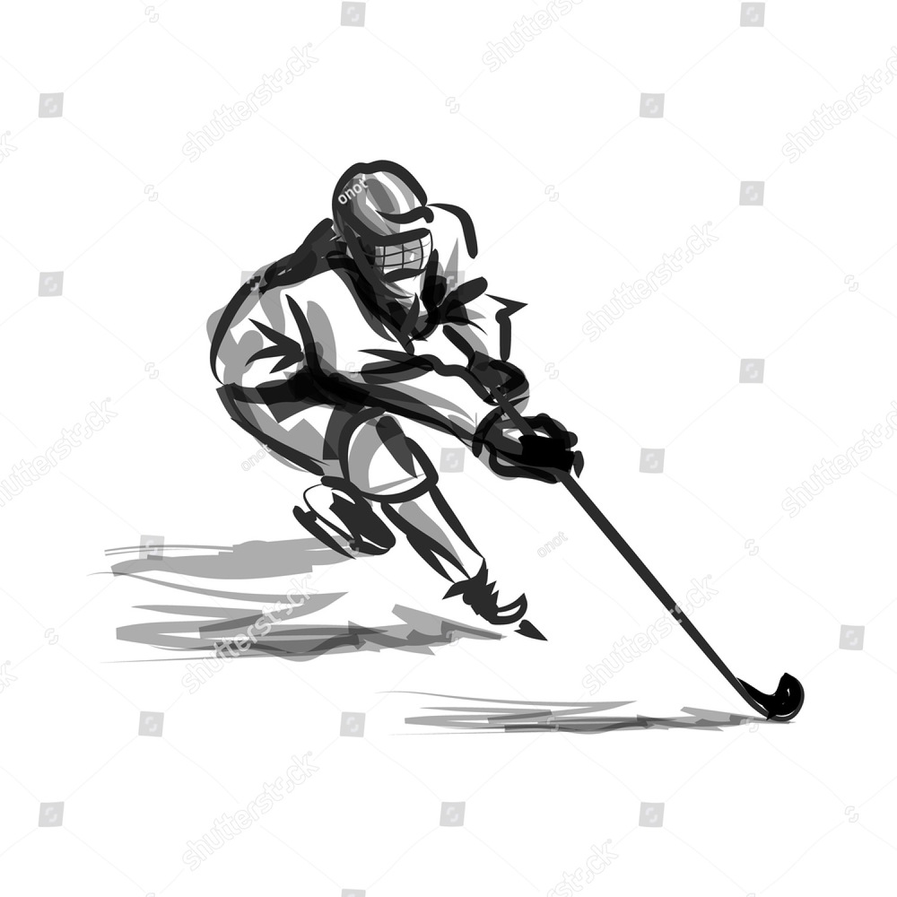 1000x1000 Sketch Of Ice Hockey In Vector. Ez Canvas - Hockey Net Sketch