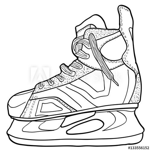 500x500 Sketch Of Hockey Skates. Skates To Play Hockey On Ice, Vector - Hockey Net Sketch
