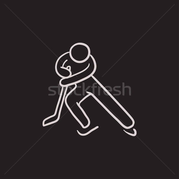 600x600 Hockey Player Sketch Icon. Vector Illustration Andrei Krauchuk - Hockey Player Sketch