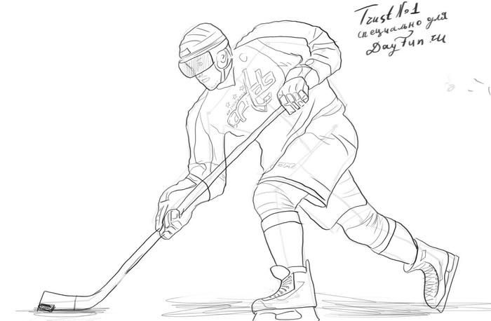 700x458 How To Draw A Hockey Player Step By Step 5 Nado Poprobovat - Hockey Player Sketch