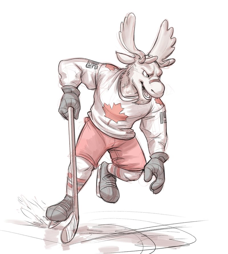 800x893 Moose Hockey Player By Temiree - Hockey Player Sketch