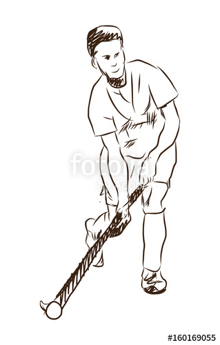 319x500 Sketch Of Hockey Player Playing Game In Vector Illustration - Hockey Player Sketch