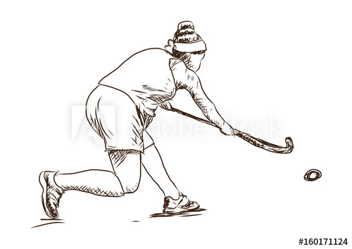 500x354 Sketch Of Hockey Player Playing Game In Vector Illustration. - Hockey Player Sketch