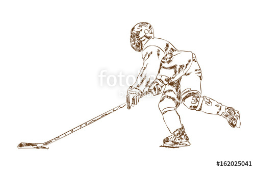 500x331 Sketch Of Ice Hockey Player In Vector Illustration. Stock Image - Hockey Player Sketch