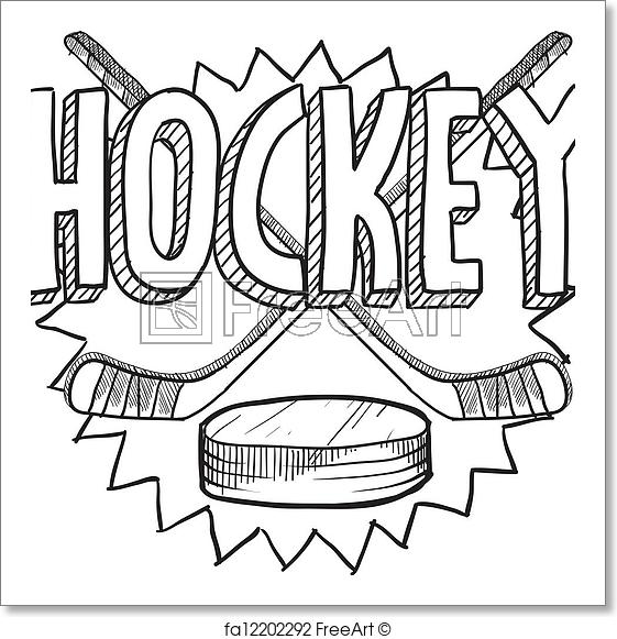 561x581 Free Art Print Of Hockey Sketch. Doodle Style Hockey Illustration - Hockey Sketch