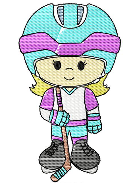 489x640 Hockey Player Girl Sketch Embroidery Design - Hockey Sketch