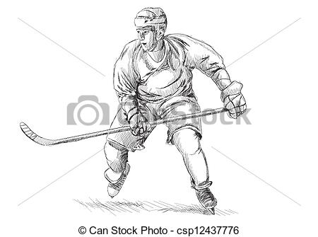 450x335 Hockey Player On White Background In Sketch Style. - Hockey Sketch