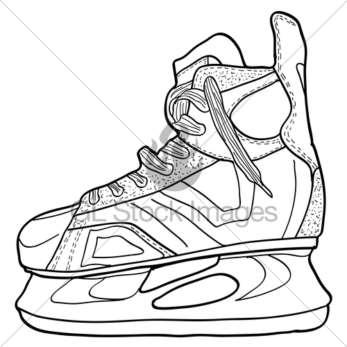 500x500 Sketch Of Hockey Skates. Skates To Play Hockey On Ice, Ve... Gl - Hockey Sketch
