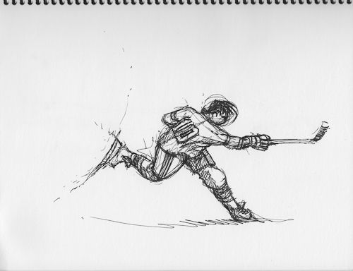 500x384 Slapshot Sketch - Hockey Sketch