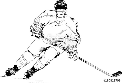 500x340 Hockey Player Drawn In Ink By Hand Without The Background Sketch - Hockey Sketch
