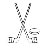 160x160 Hockey Sticks Crossed And Puck Sport Vector Illustration Drawing - Hockey Stick Sketch
