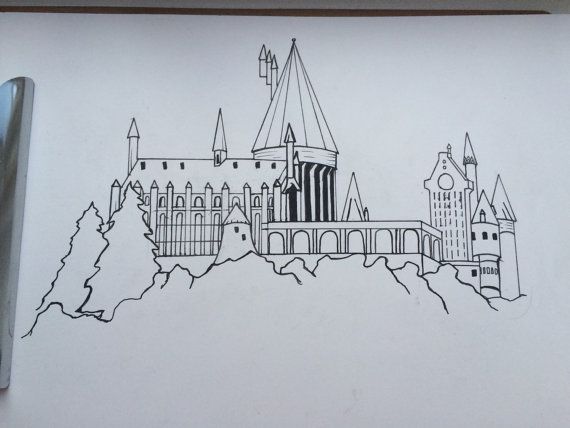 570x428 Harry Potter Hogwarts Castle Sketch 9x12 Hand Drawn In 2018 - Hogwarts Castle Sketch