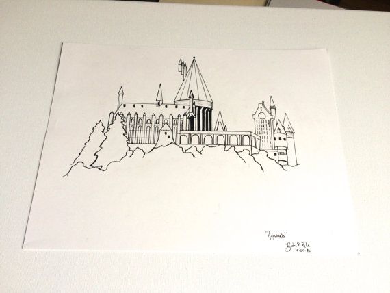 570x428 Harry Potter Hogwarts Castle Sketch 9x12 Hand Drawn In 2018 - Hogwarts Castle Sketch