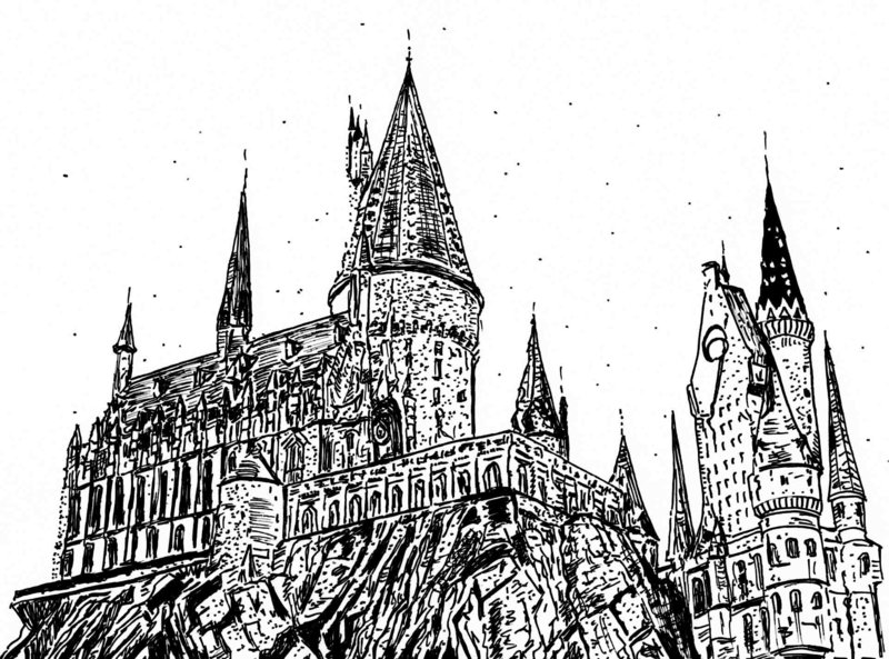800x593 Harry Potter ..hogwarts.. By Ladyjart - Hogwarts Castle Sketch