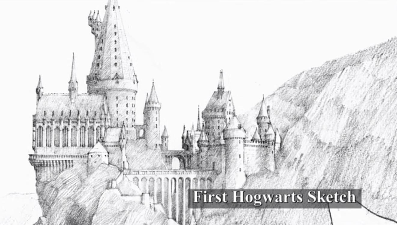 1322x750 First Sketch Of Hogwarts For The Movies - Hogwarts Sketch