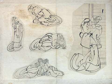480x357 Katsushika Hokusai Sketches Of Women - Hokusai Sketches