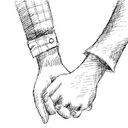 415x414 Hand Sketch Holding Hands Premium Clipart - Holding Hands Sketch