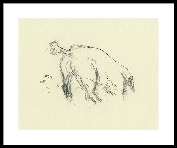 600x504 Sketch Of A Dog Digging A Hole Framed Print By Carl Oscar August - Hole Sketch