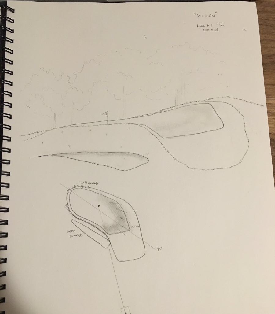900x1027 The Redan Template Holes The Fried Egg - Hole Sketch