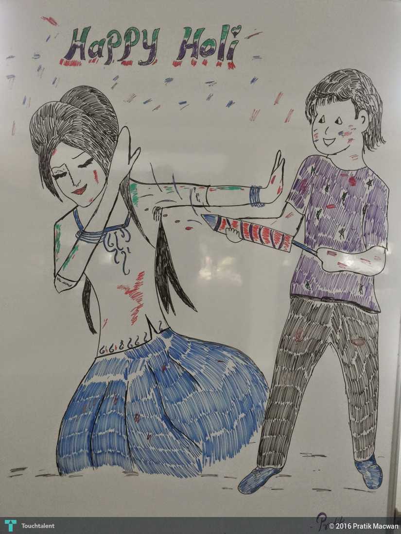 825x1100 Happy Holi Touchtalent - Holi Sketch
