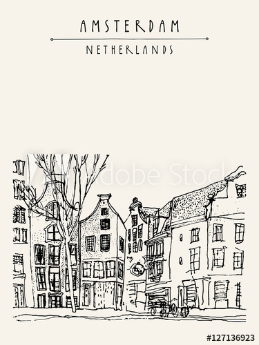 375x500 Amsterdam, Holland, Netherlands Europe. Old Center, A Boat. Dutch - Holland Sketch